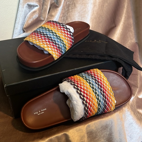 Rag & Bone Bailey Multi Color Knit Slides Sandals Slippers Size EU 41/11 - Picture 15 of 17